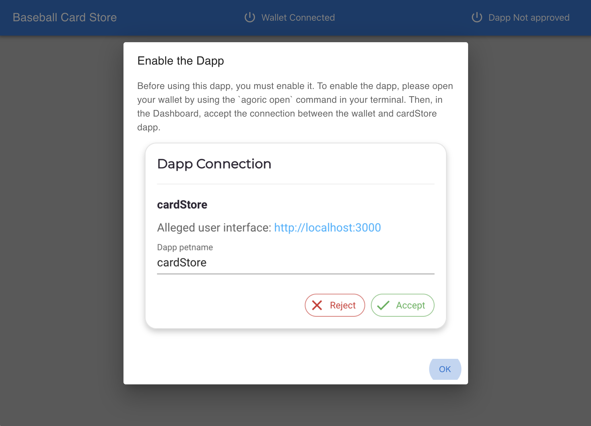 Dapp card store ui - needs approval